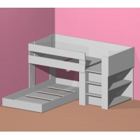 Low Loft bed with transverse lower bed